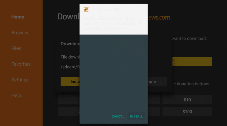 Install Cinema APK on Firestick