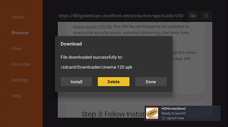 Install Cinema APK on Firestick